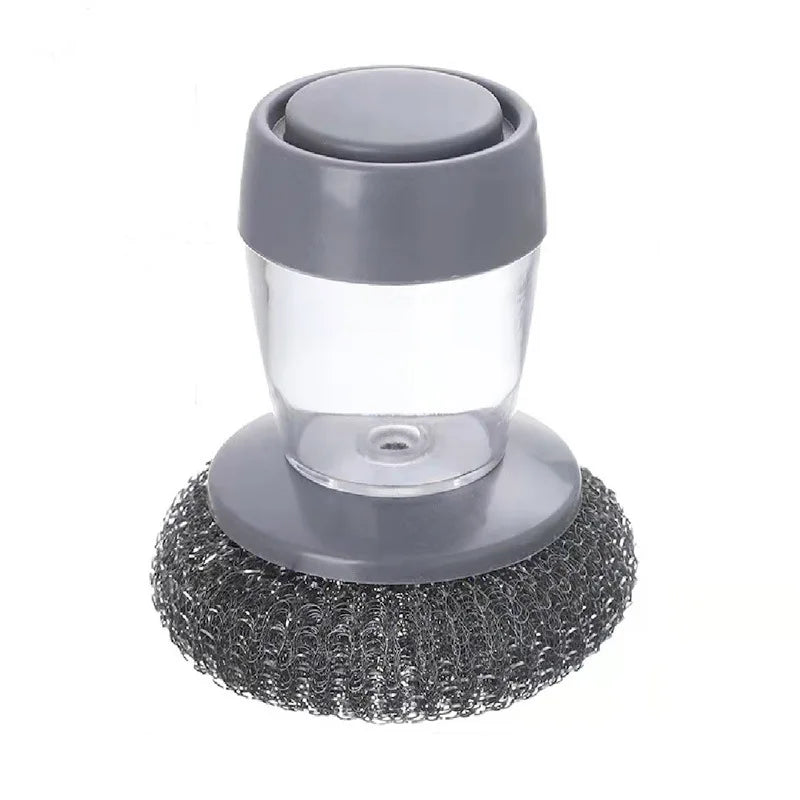Revolutionary Kitchen Wash Pot Dish Brush with Press-Activated Liquid Dispenser for Effortless Pan Cleaning