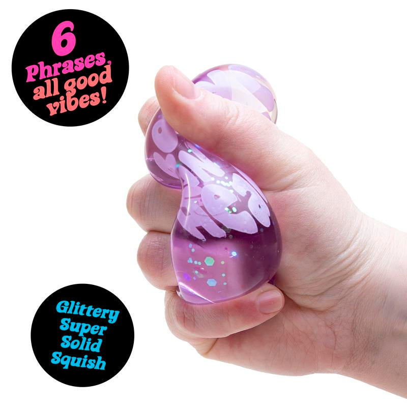 Needoh Good Vibes Only Heart-Shaped Stress Relief Toy with Inspirational Messages and Super Solid Squish - Fun & Relaxing for Kids and Adults