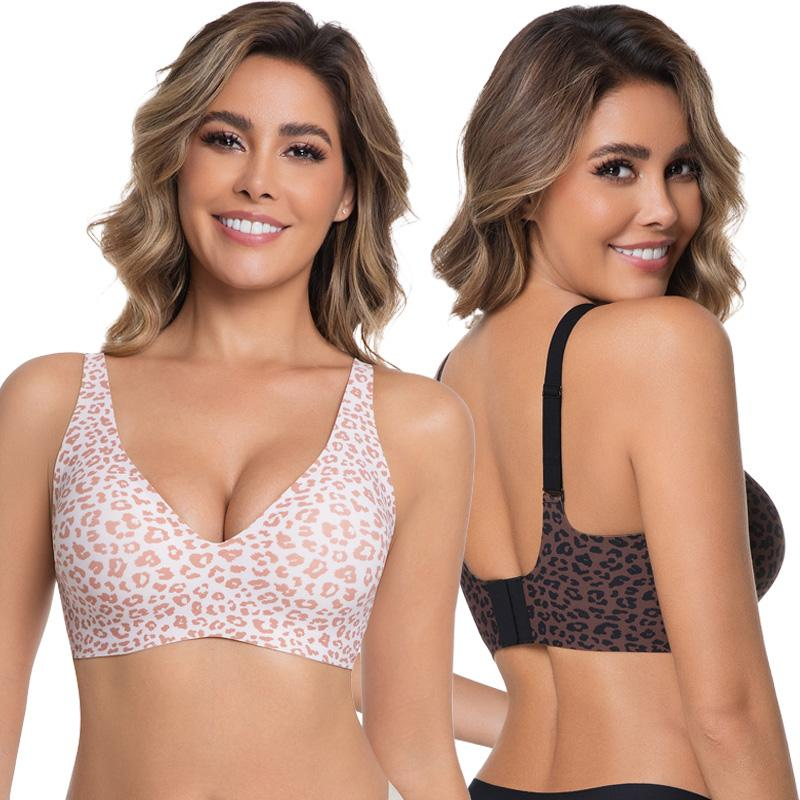 VRCOMFY Jelly Wireless Womens Comfortable Wireless Bras Push up Bralettes Seamless Tshirts Bras Deep V Everyday Bras