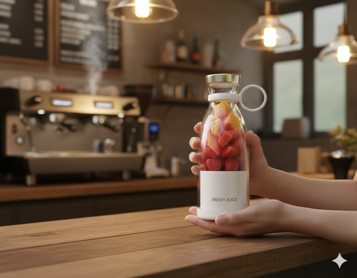 Rechargeable 6-Blade Portable Juice Blender - Perfect for Fresh Fruits & Drinks on the Go!