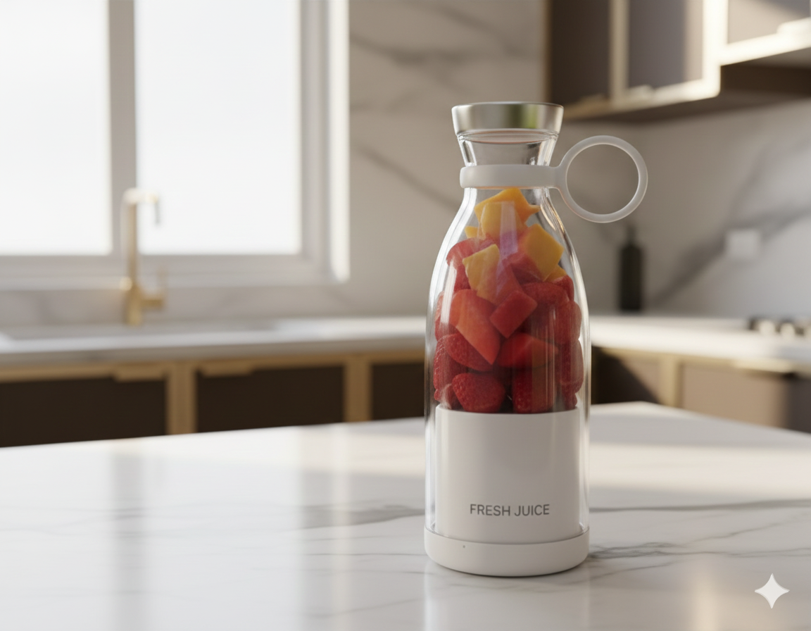 Rechargeable 6-Blade Portable Juice Blender - Perfect for Fresh Fruits & Drinks on the Go!