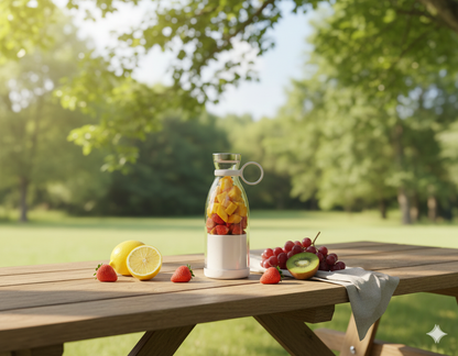 Rechargeable 6-Blade Portable Juice Blender - Perfect for Fresh Fruits & Drinks on the Go!