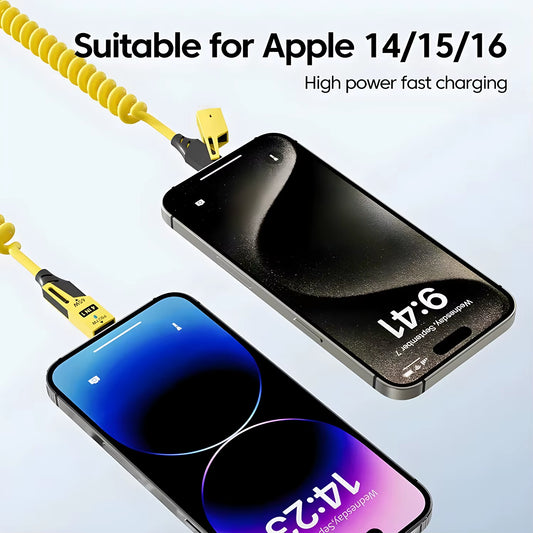 Experience Lightning-Fast Charging with the 65W Quick Charge Spring USB Cable - 4 in 1 Spring Data Cable for iPhone, iPad, MacBook, and Huawei