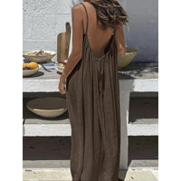 Women'S Solid Color Cami Lounge Dress, Elegant Sleeveless Long Dress for Summer, Ladies Sleepwear for Indoor Wear