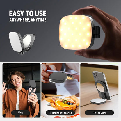 Illuminate Your Selfies with the Magnetic Selfie Light - MagSafe Compatible LED Light with Built-in Mirror