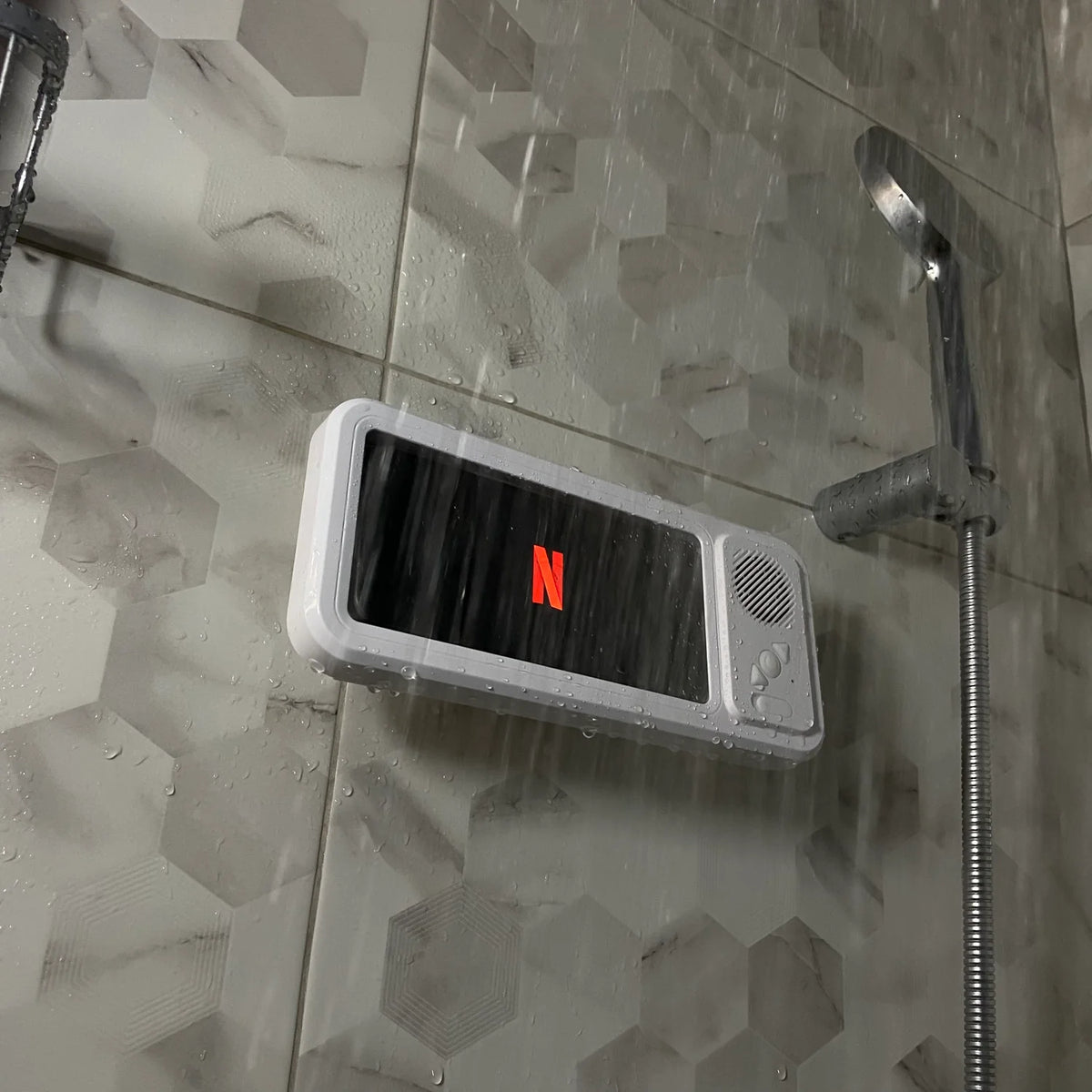 Shower Phone Holder + Bluetooth Speaker (Waterproof)