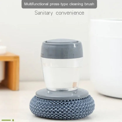 Revolutionary Kitchen Wash Pot Dish Brush with Press-Activated Liquid Dispenser for Effortless Pan Cleaning