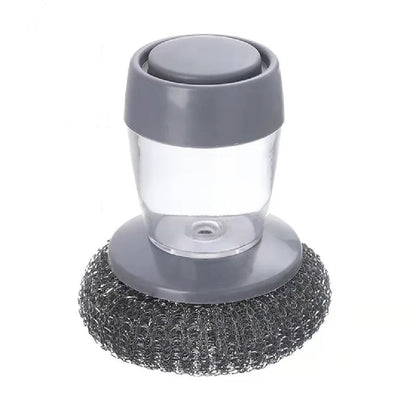 Revolutionary Kitchen Wash Pot Dish Brush with Press-Activated Liquid Dispenser for Effortless Pan Cleaning