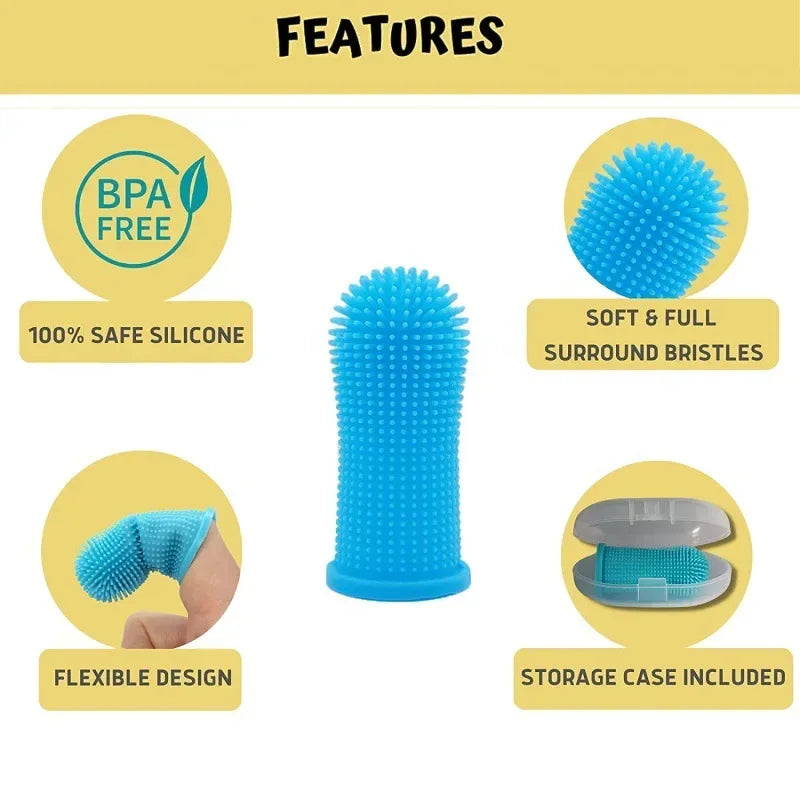 Revolutionary 360° Silicone Toothbrush for Dogs & Cats - Super Soft Pet Finger Toothbrush for Ultimate Teeth Cleaning and Fresh Breath