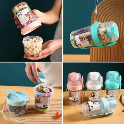 Elevate Your Breakfast with Our Two-Layer Cartoon Salad Cup - Perfect for Fruits, Oats, and Yogurt on the Go!