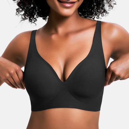 VRCOMFY Jelly Wireless Womens Comfortable Wireless Bras Push up Bralettes Seamless Tshirts Bras Deep V Everyday Bras