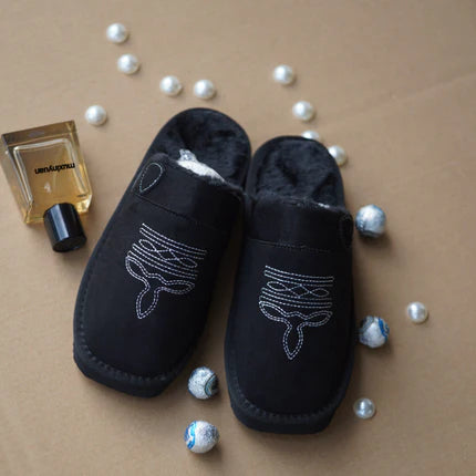 Unisex Cowboy-Style Fur Slippers