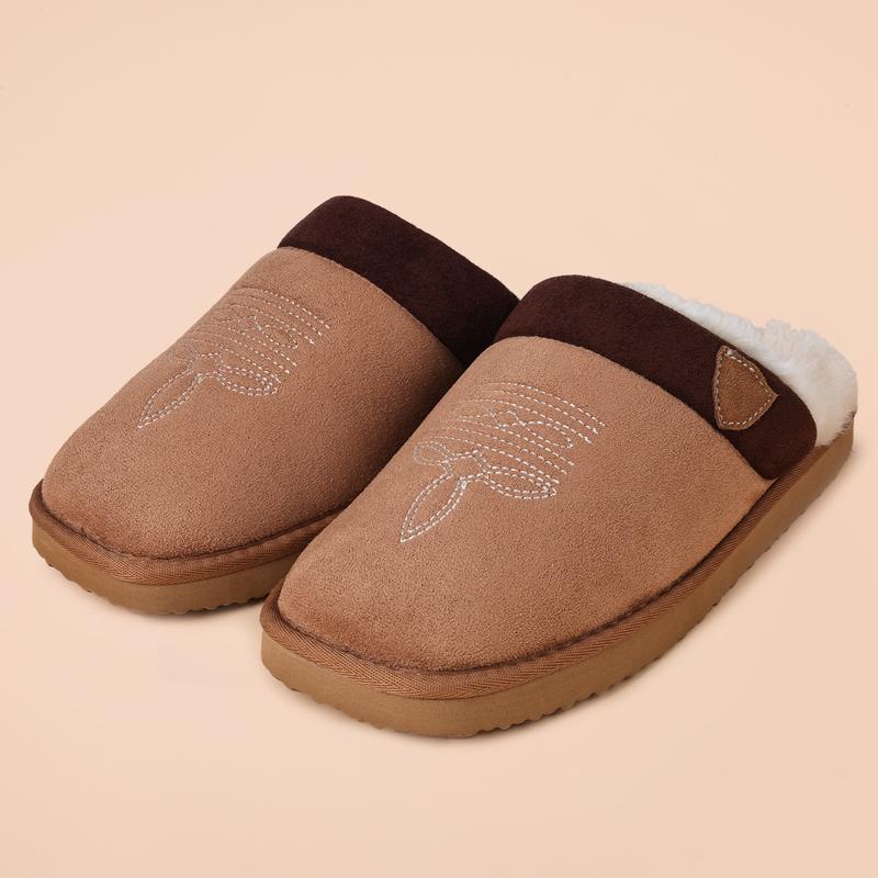 Unisex Cowboy-Style Fur Slippers
