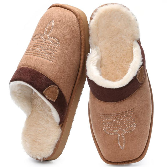 Unisex Cowboy-Style Fur Slippers