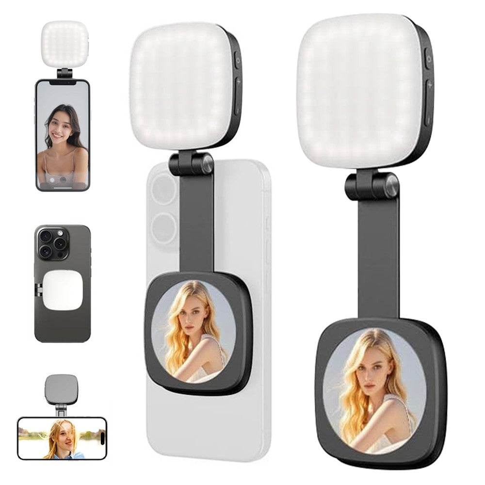 Illuminate Your Selfies with the Magnetic Selfie Light - MagSafe Compatible LED Light with Built-in Mirror