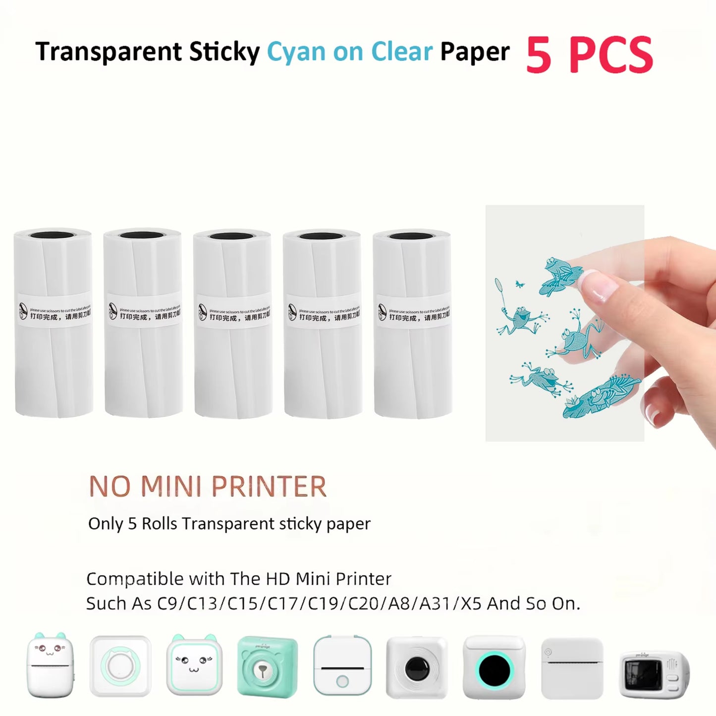 Compact Thermal Mini Printer - Portable Bluetooth Inkless Sticker Maker for Creative DIY Photo Printing